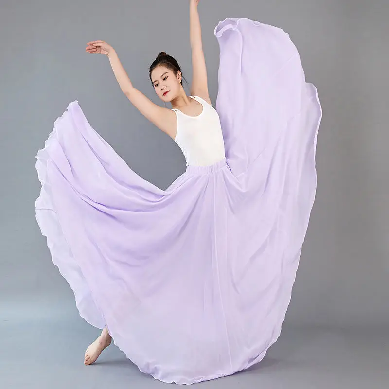 กระโปรงชีฟองไลโอเซลล์ทรงใหญ่สองชั้นสำหรับผู้หญิง กระโปรงเต้นรำ กระโปรงยาวหรูหรา มี 3 ขนาดให้เลือก