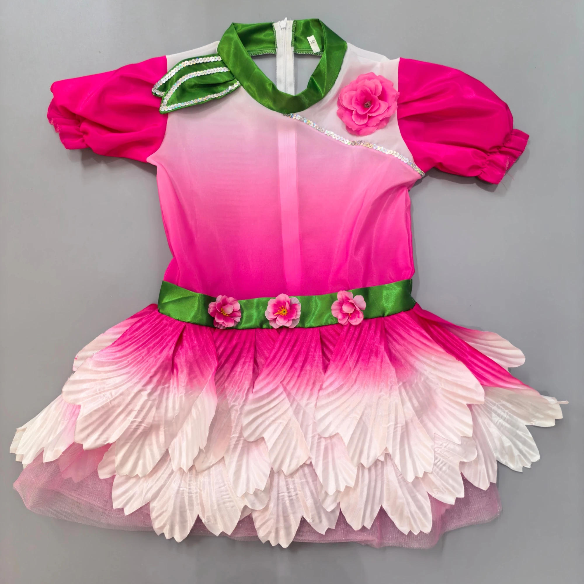 Pink Fancy Dress Flower Dancewear Girls Dance Costume Salsa Dance Dress Of Girl Dance Wear