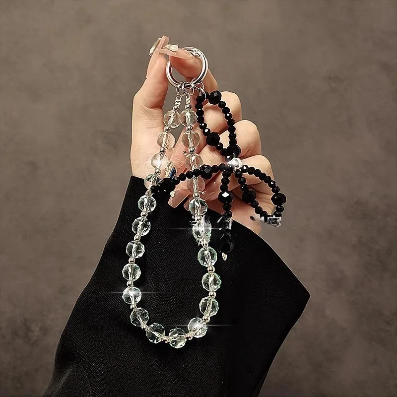 Fashionable Beaded Bow Luxury Crystal Phone Lanyard High-End Bejeweled Short Wrist Pendant Hand Hanging Chain Decoration
