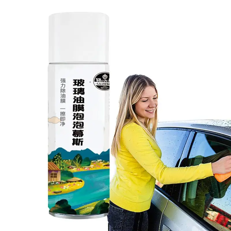 

Car Glass Foam Cleaner Car Oil Film Remover 300ml Foaming Glass Care With Strong Decontamination Anti-Fog Quick Drying For Clear