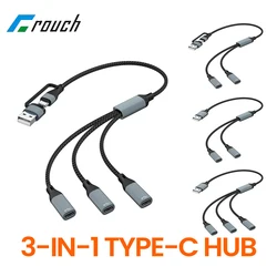 3-in-1 USB Splitter Cable Dual USB Type C OTG Adapter Charging Data Cable Type C HUB Extension Cable For PC Laptop Accessories