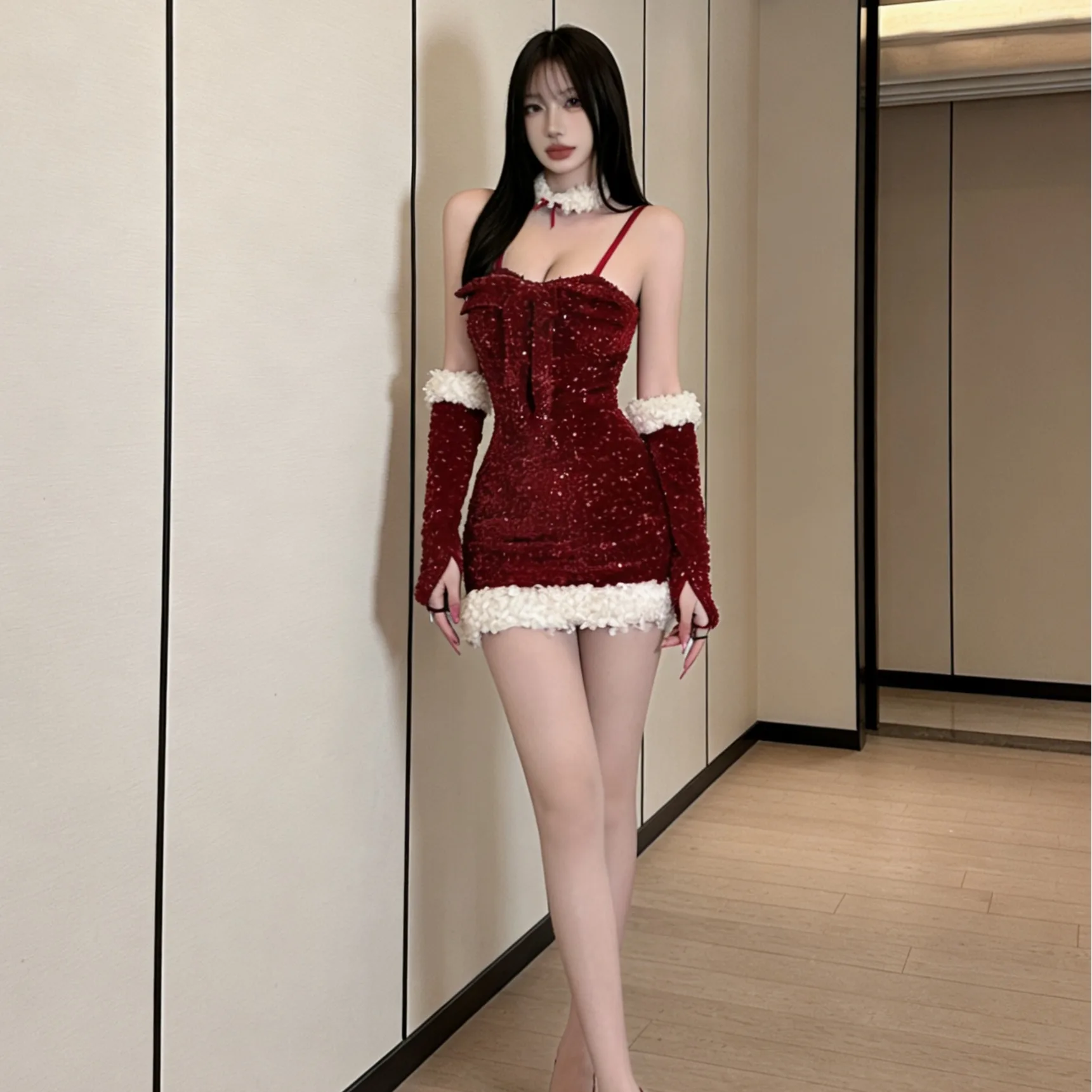 Hiver 2025 Sexy Sparkling Cisas Thème Strapl Moulante Dr Gants pour femmes Faionable Streetwear Sle No Brand Regis...