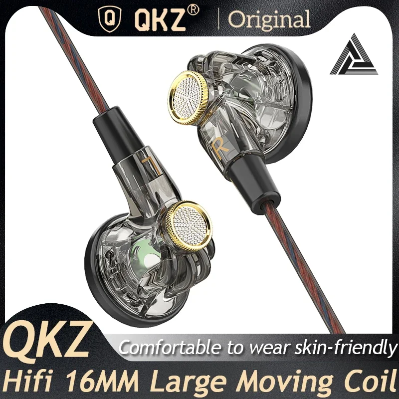 Original QKZ MDR 16MM Bobina Movil Grande Auriculares De Cabeza Plana HIFI Bass Music Auriculares Con Cable L-Bending 3.5 MM AUX