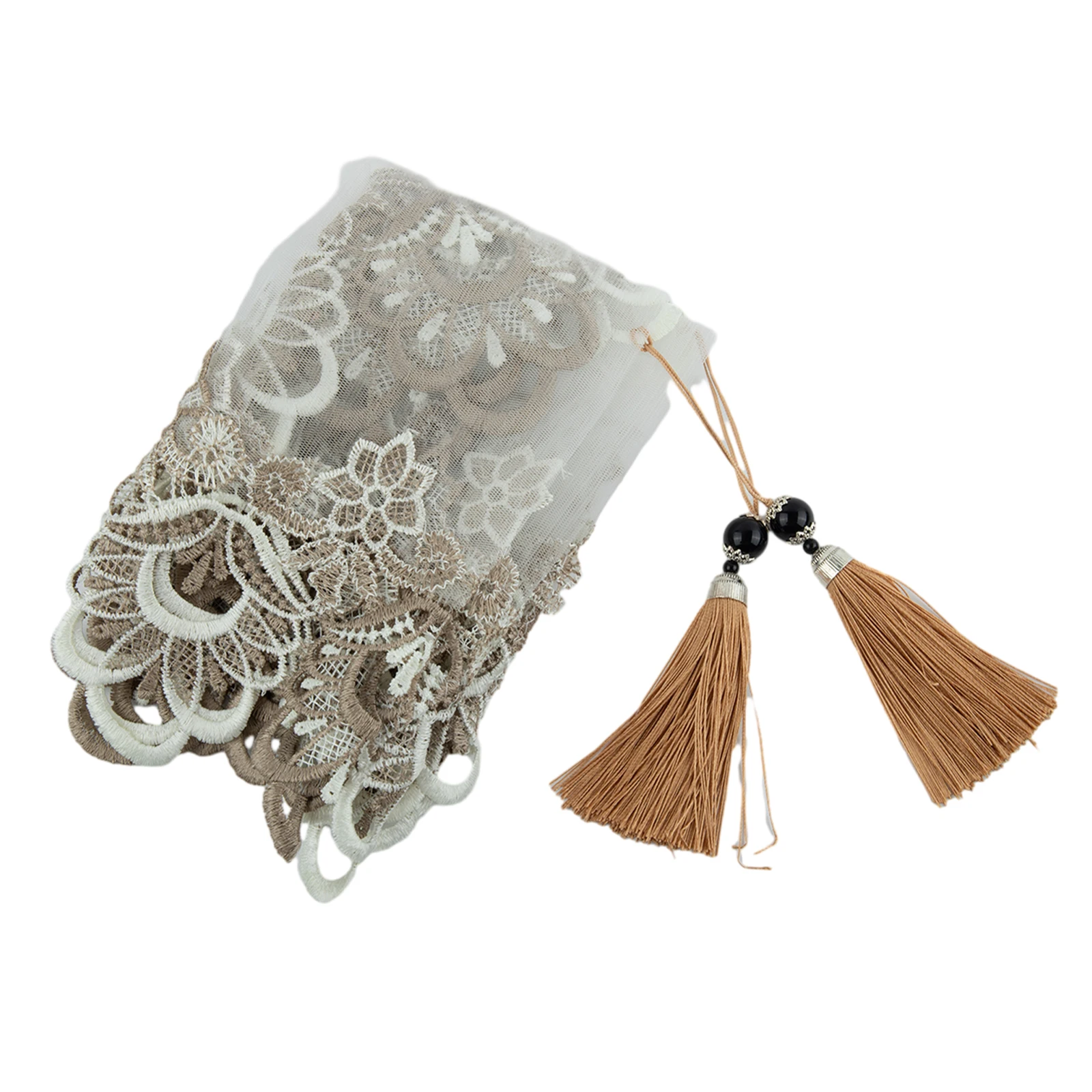 Polyester Lace Tablecloth with Pendant Tassels Suitable for TV Cabinets Tea Tables and Dressers Heat Resistant and Washable