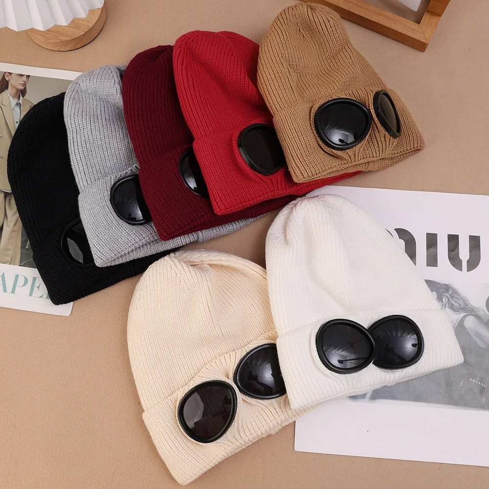 Knitted Hat With Sunglasses For Autumn And Winter Coldproof Beanie For Men And Women Versatile Glasses Fashion Warm Keeping Hat