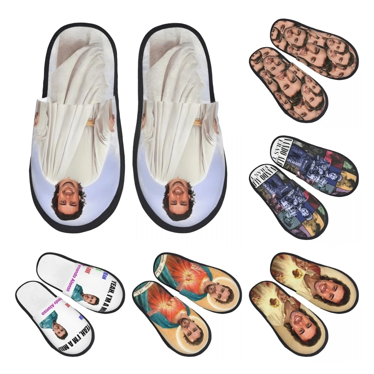 Winter House Cotton Slippers Funny Fernando Alonso Jesus Merch Household Fur Slippers Slides Bedroom Soft Anti Slip Slides