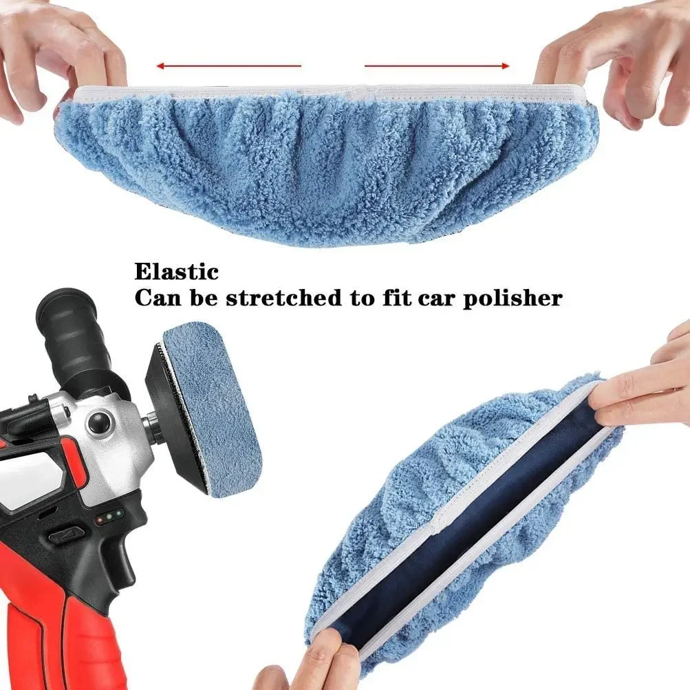 Polishing Bonnet Buffer Pad Microfiber Bonnet Car Polisher Pad Woollen Waxing Pad For Car Paint Care 5-6 Inch For Orbital Sander