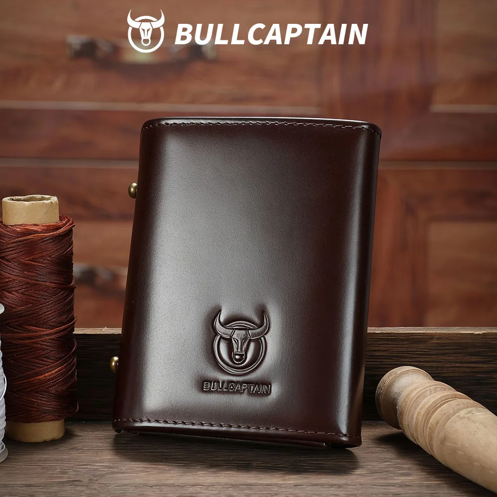 Genuine Leather Wallet - Tri-Fold Coin Purse Top-Grain Cowhide RFID Protection & Magnetic Shielding Multi-Functional