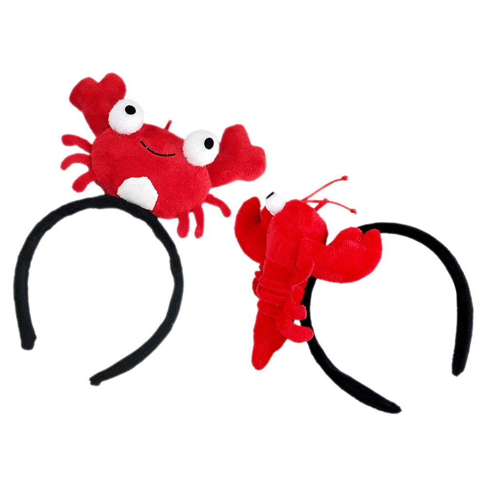 2 Pcs The Lobster Party Headgear Crayfish Headband Crab Headbands for Women Cosplay Hair Accessories Red Adults Costume Miss