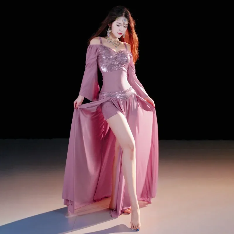 

Belly Dance Performance Clothings Top and Skirt 2 PCS Set For Adult Women Stage Performance Training Costume Suit Outfit Clothes