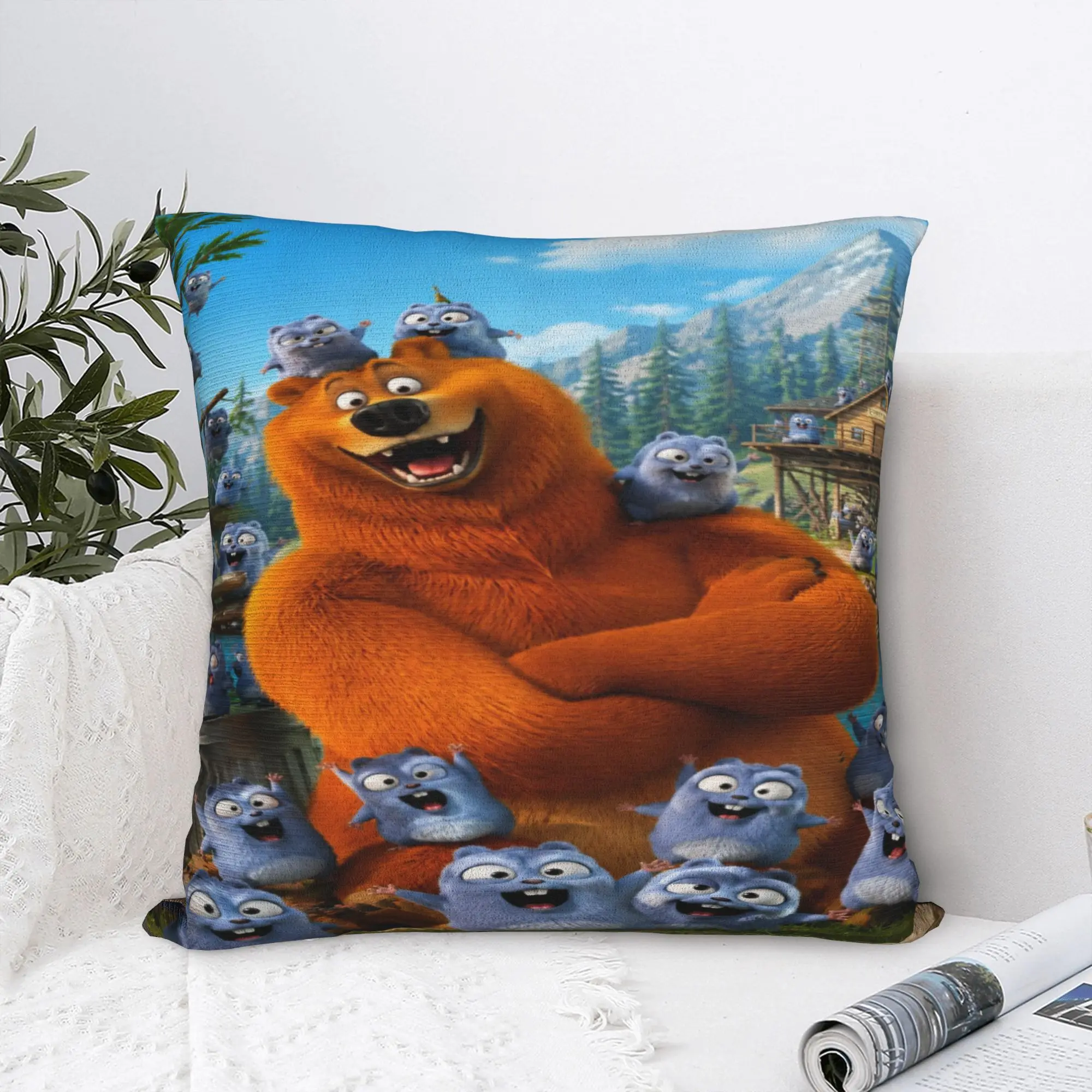Grizzly And Lemmings  Printed Pillowcases Cushion Cover  Throw Pillow Cover Y2K Bedroom Decoration Square Multiple Sizes