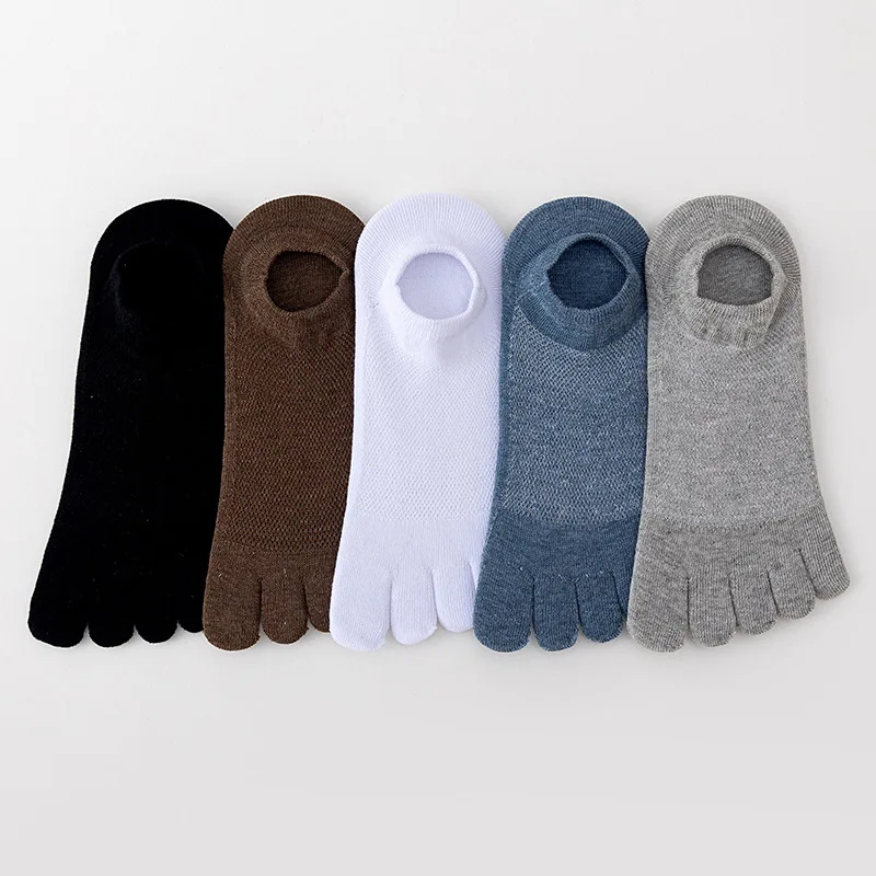 

5 пар носков с пятью пальцами, мужские летние сетчатые носки из чистого хлопка, тонкие короткие невидимые носки-лодочки с раздельным носком, однотонные носки с пятью пальцами