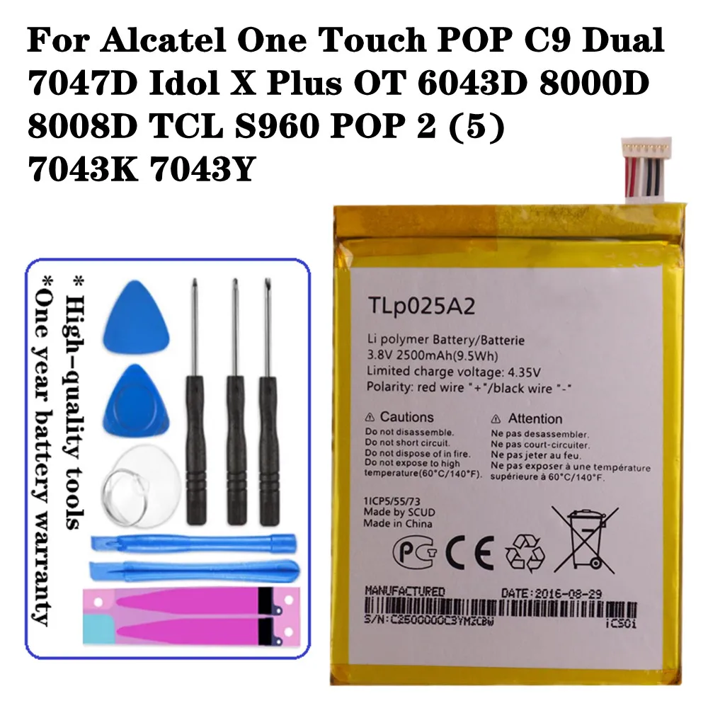 

Аккумулятор для телефона TLp025A1 TLp025A2 для Alcatel POP 2 (5) 7043K 7043Y POP C9 Dual 7047D Idol X Plus OT 6043D 8000D 8008D S960