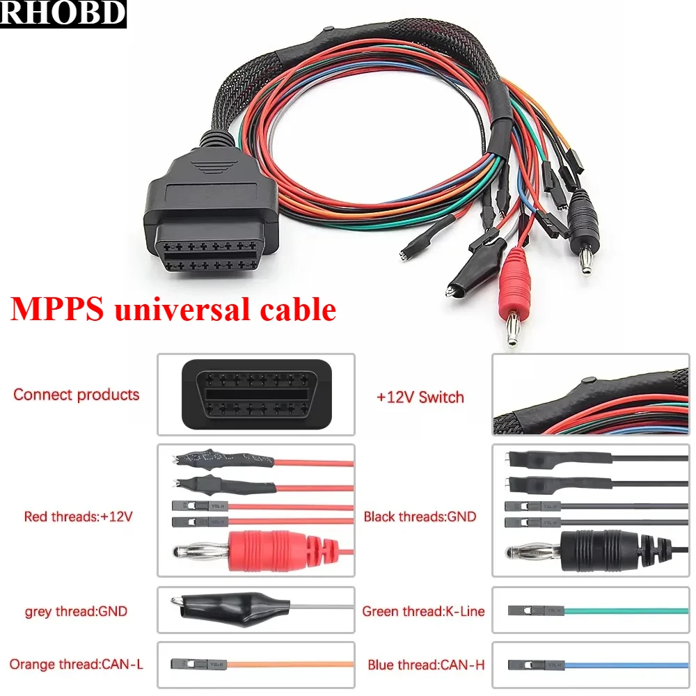 

Новейший MPPS V21 V18 OBD Breakout Tricore Кабель OBD2 Диагностический адаптер ECU Boot Pinout Кабель MPPS V21 12 В Переключатель Лучшее качество