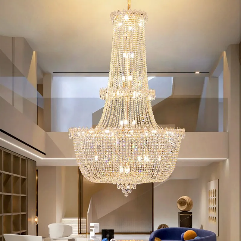 Duplex Large Crystal Chandelier Light Luxury Creative Simple Modern Hall Lighting Villa Living Room Staircase Chandelier Lustre