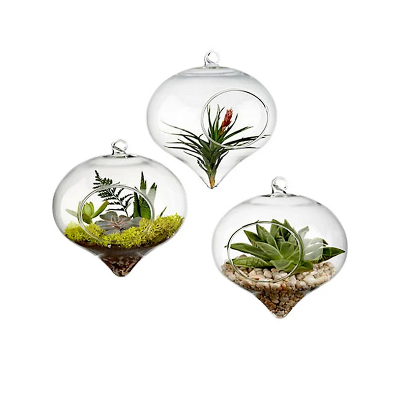 Terrarium Glass Ball Vase 11*9cm Top Hanging Flower Vase Dinner Planter Terrarium Container Pots Home Wedding Decor Terrarium