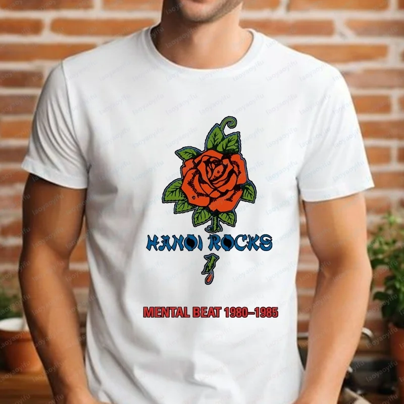 Hanoi Rocks Print T-shirt - Men's/Women's Unisex Harajuku Short-Sleeved Round-neck Shirt - Comfortable T-shirt