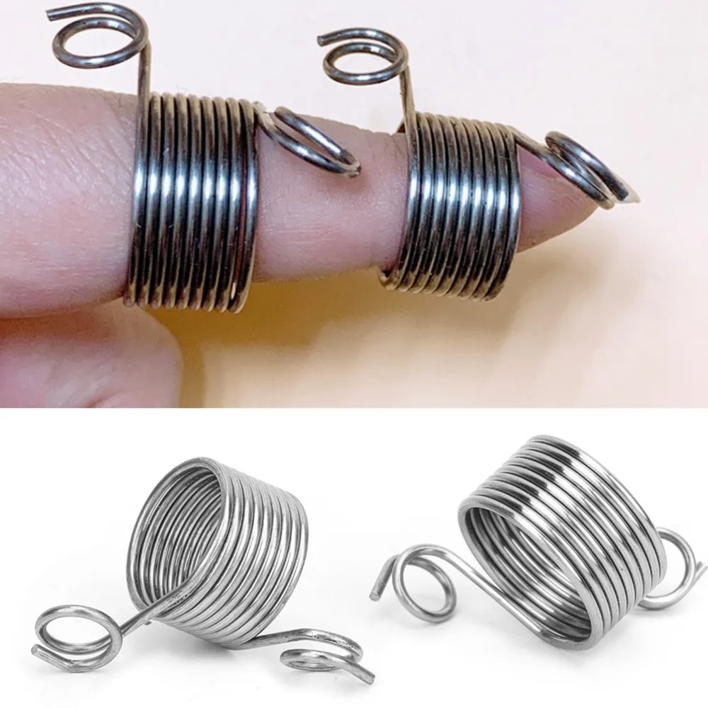 20Pcs Stainless Steel Knitting Thimble Guide 2 Sizes Finger Wear Design Yarn Guide Rings Knitting Tools For Knitting Crafts