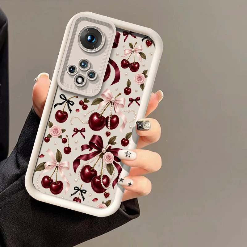 Funda para teléfono con diseño de círculos de cerezas y motivos de dibujos animados, compatible con Honor Magic 8, 7, 4 Lite, 6 Pro, Play, 7T, 8T, 30, 60 Plus. Cubierta de silicona suave y resistente a los golpes.