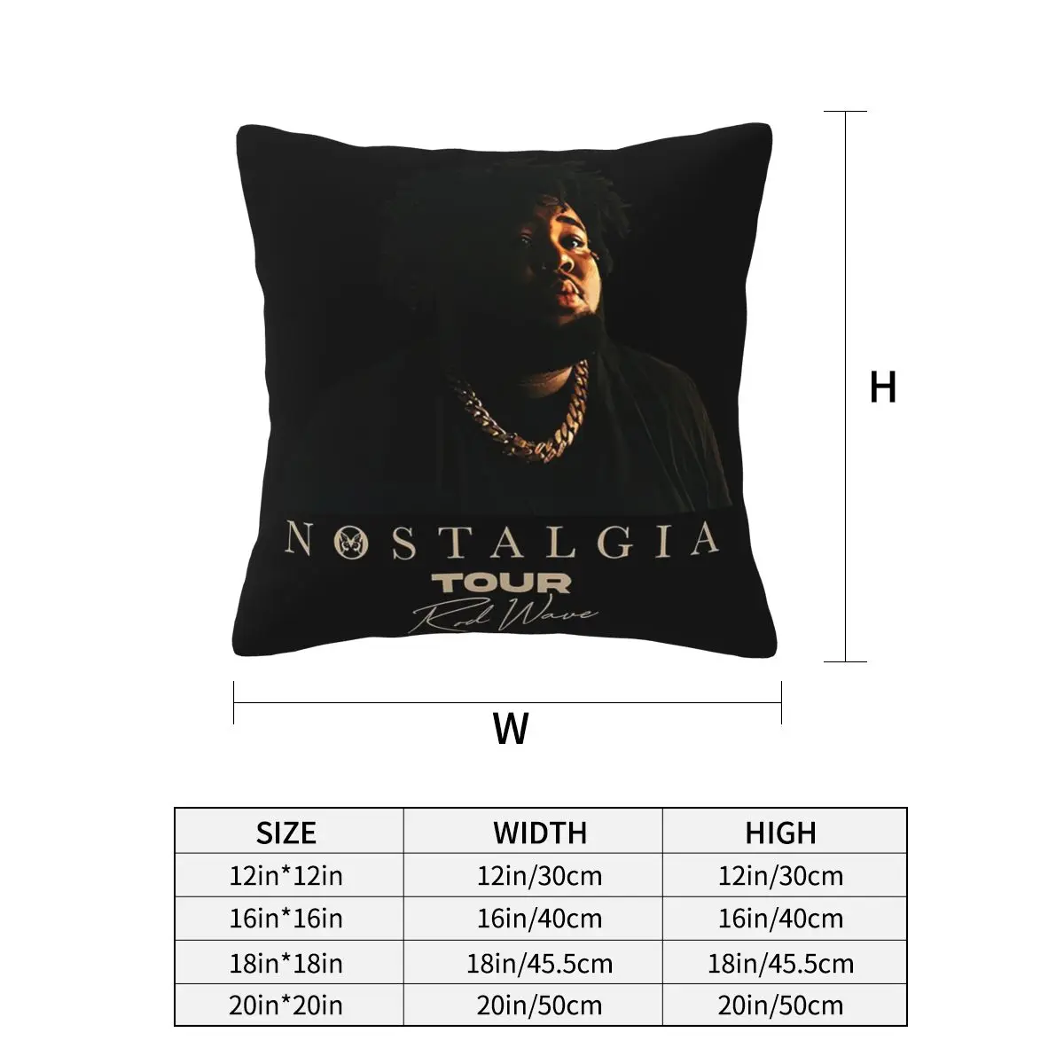 Rod Wave Nostalgia Tour Rap Square Pillowcase Pillow Cover Cushion Decor Comfort Throw Pillow for Home Sofa