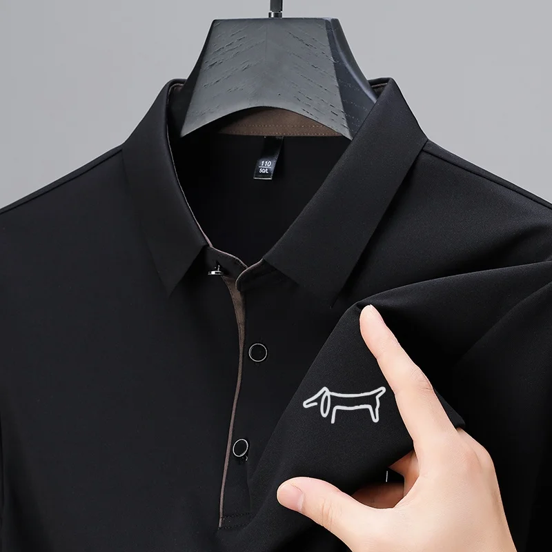 Luxusmarke Herren Bedrucktes Poloshirt Original Einfarbiges Lässiges Kurzarm-T-Shirt mit Kragen Sommer Neuer Trend Business Herrenmode – Detail 11