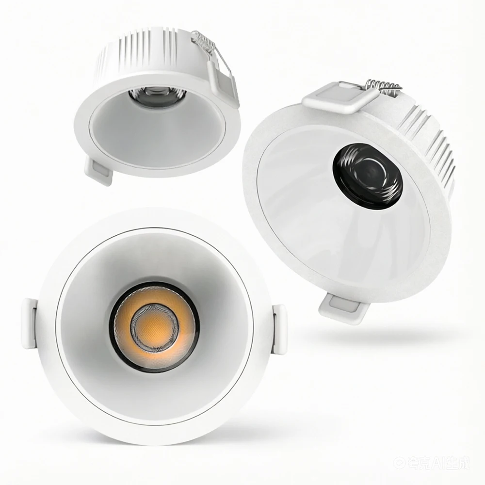 Dimmable Anti-Glare LED Downlight with COB Chip Ceiling Spotlight, Indoor Lighting, AC110V-220V Suitable for Households and Shop