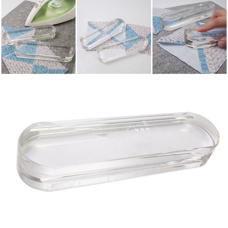 Clear Acrylics Tailors Clapper with 6Inch Scale, Quilting Tool for Flattening Fabric, Point Pressing, Quilting, Ironing