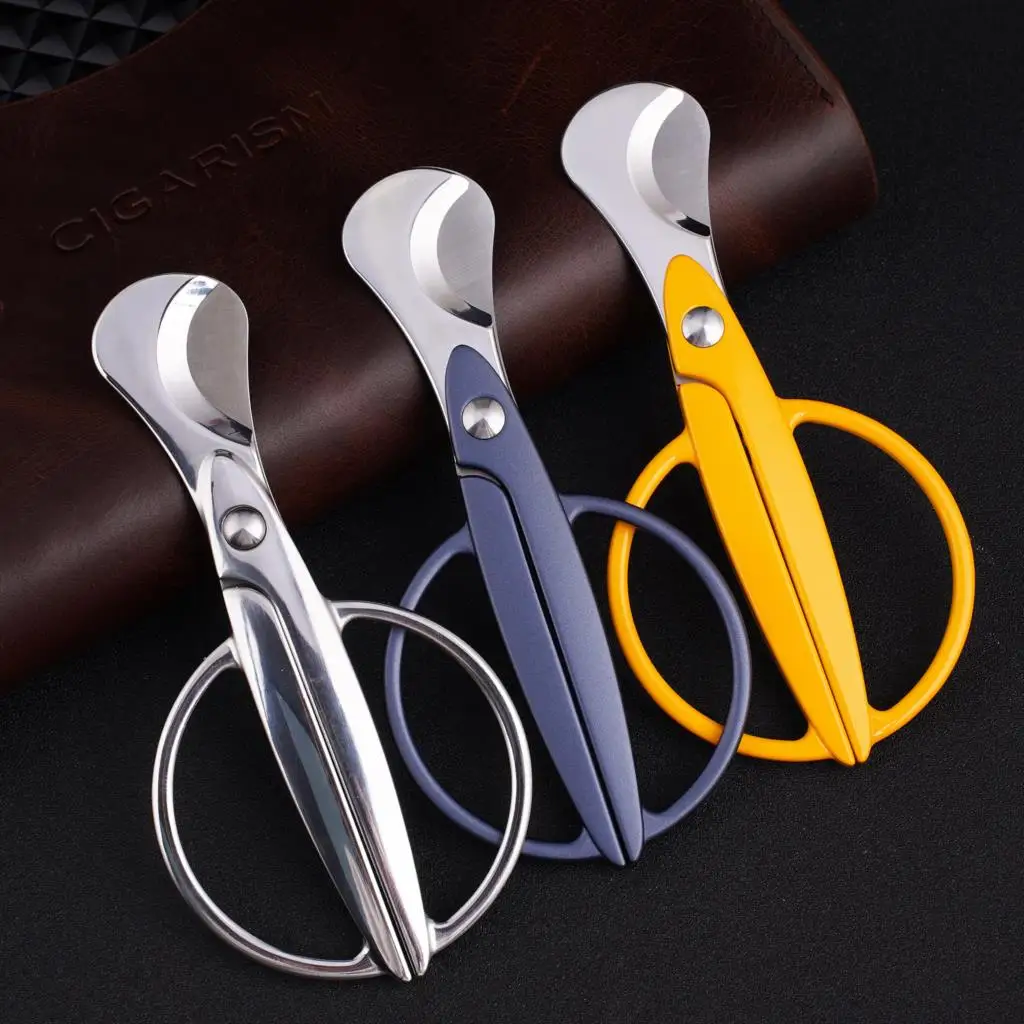 

Premium Cigar Cutter Zinc Alloy Cigar Scissors Steel Blade with Leather Sheath and Gift Box