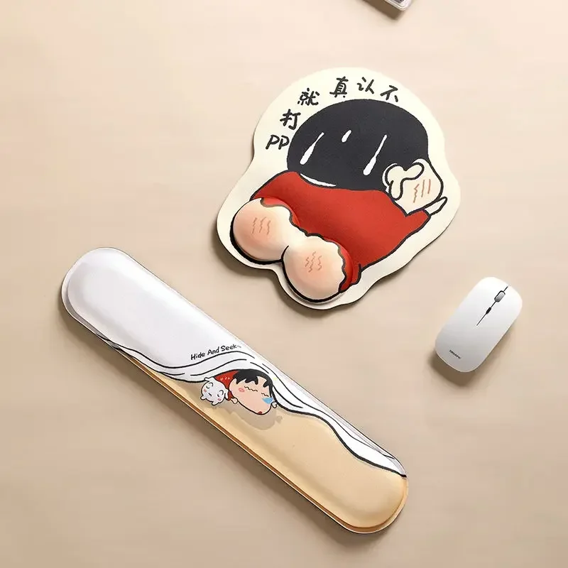 Crayon Shin chan Mouse Pad, Wrist Pad, Mouse Pad, Female Keyboard Hand Support, Silicone Cute 3D Memory Cotton Hand Pillow