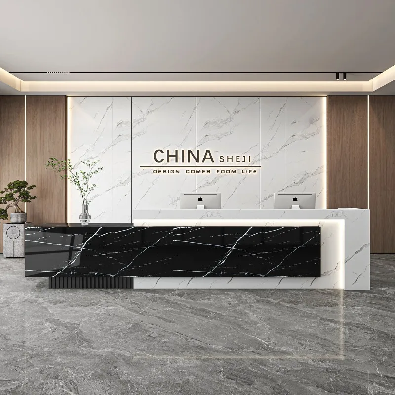 

Luxury Modern Reception Desks Shop Hotel Restaurant Display Beauty Long Reception Desks Design Mostrador Commercial Furniture