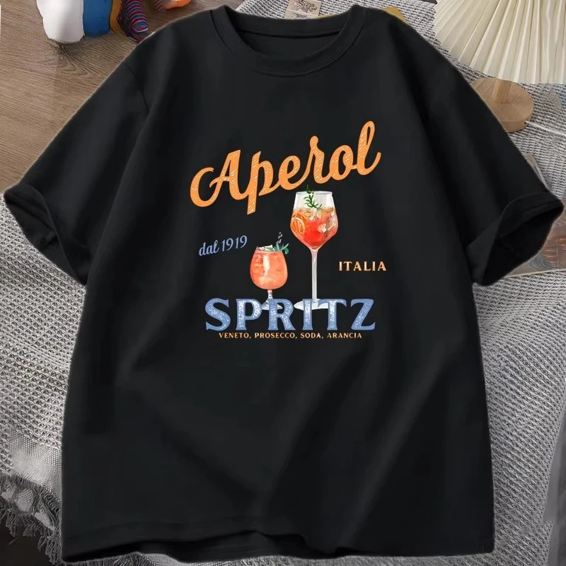 Camiseta Aperol Spritz con Gráfico de Aperol, Estilo Italiano, Camiseta Gráfica de Verano Italiana, Transpirable, Informal, Cómoda, Estampada