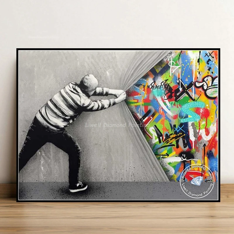 Artist Banksy Graffiti Art 5d Diamond Painting Full Square Drills Balloon Girl Embroidery Cross Stitch Crystal Craft Home Decor