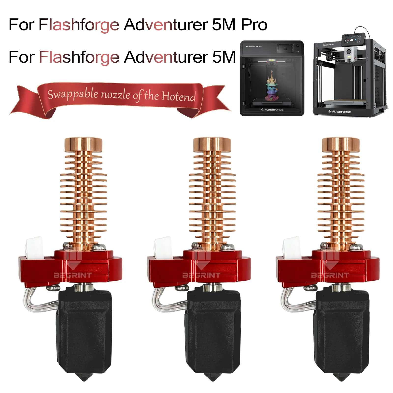 

Hotend Kit For Flashforge Adventurer 5M/5M Pro New Upgraded Hotend Kit AD 5M Pro Quick-Detachable Nozzle 3D printer parts