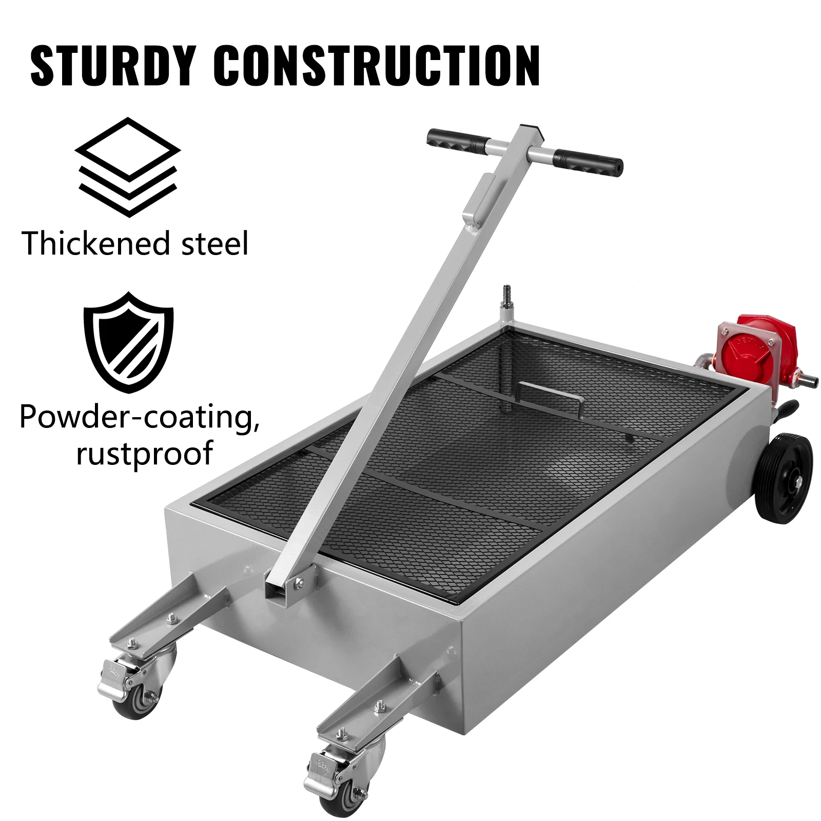 SucceBuy Carter de vidange d'huile de 15 gallons Réservoir de vidange d'huile à profil bas Main pliable avec roulettes pivotantes de pompe pour le drainage d'huile de camion SUV de voiture