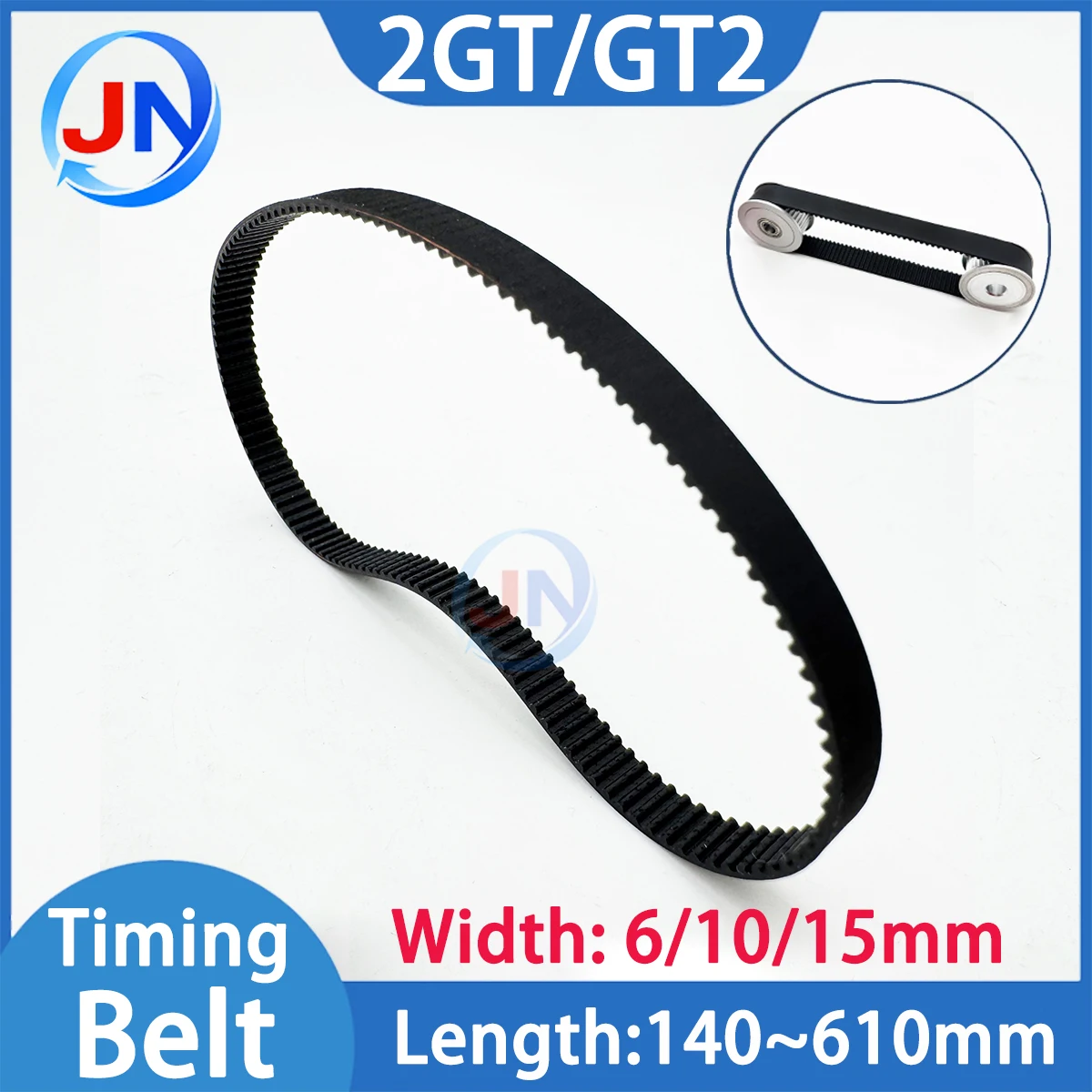 GT2 courroie de distribution boucle fermée en caoutchouc 6 10 15mm 2GT courroies synchrones périmètre 140 200 250 280 300 400 500 610mm pièces d'imprimante 3D