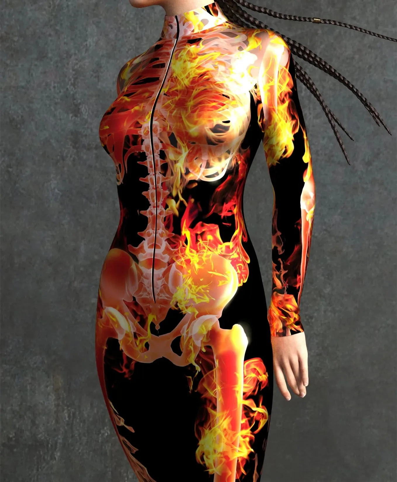 Halloween Skinny Damen Bedruckter Bunter Totenkopf Cosplay Jumpsuit Cyberpunk Zentai Anzug Karnevalsparty Aerial Performance Bodysuits – Detail 3