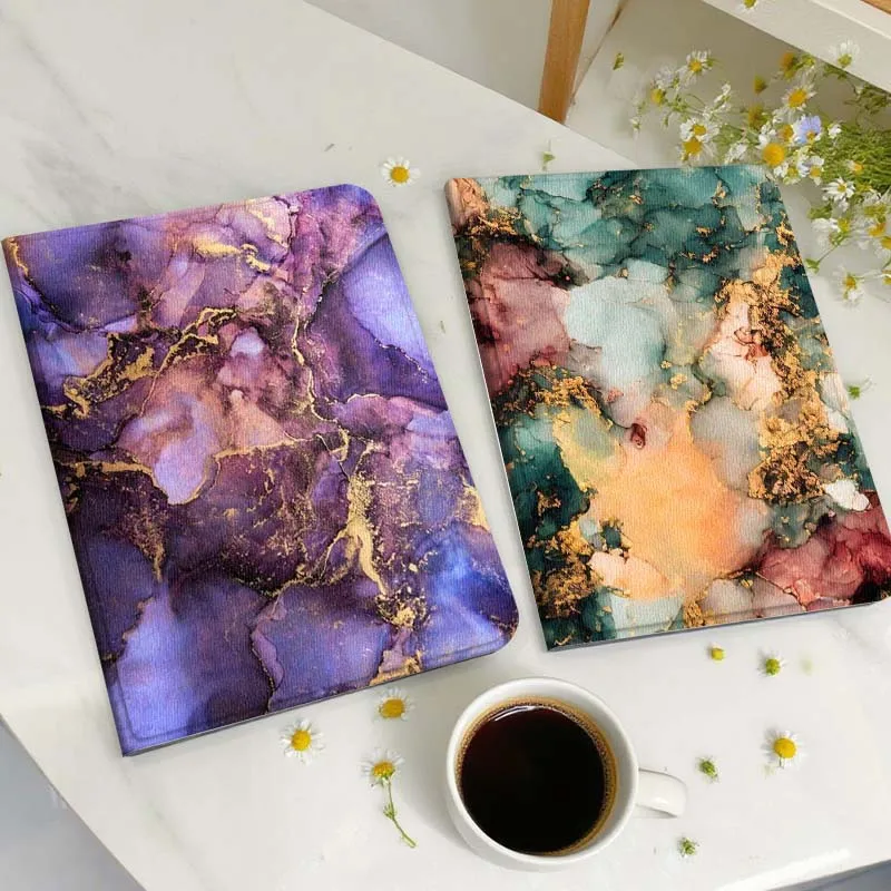 

Purple Gold Marble Pattern Tablet Case For Huawei Honor MatePad MediaPad Air 5 6 7 11 V6 V7 V8 V9 X9 X8 T10 T10s C5e T5 Gift