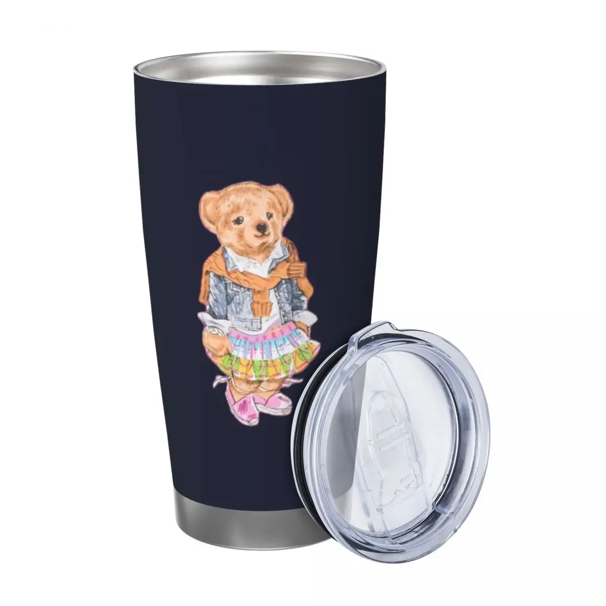 Ralph Bear 20oz Stainless Steel Car Mug Straw Thermal Iced Travel Cup Vacuum Insulated Coffee Hot Cup