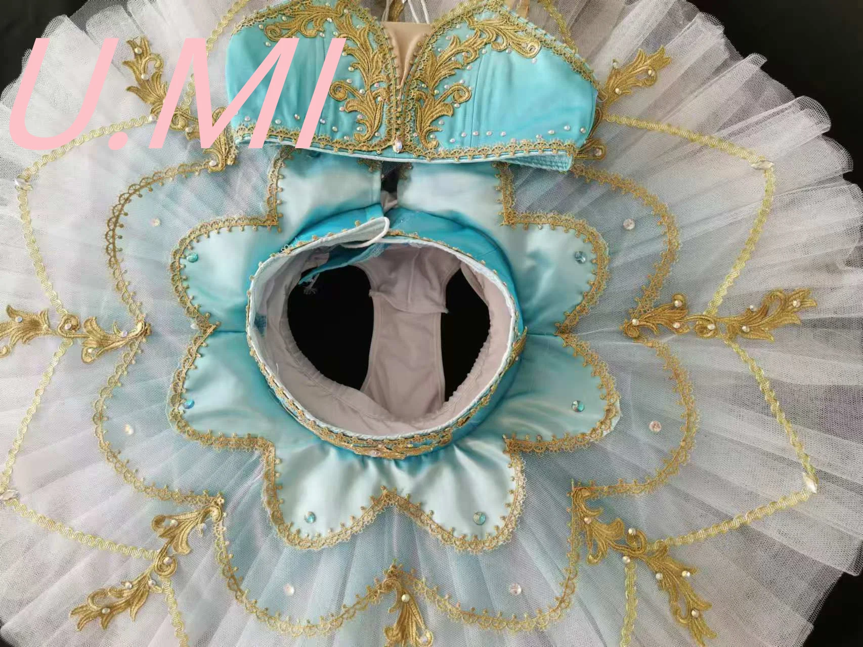 Blue split half dancer ballet TUTU dress professional competition custom performance costume pompous dress pirate