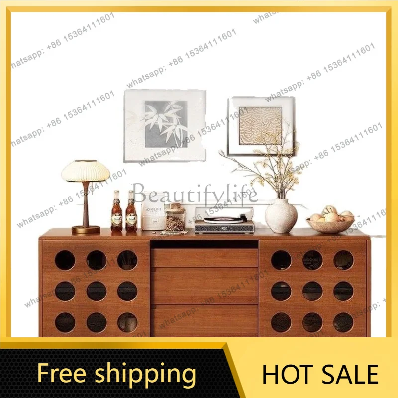 Zj. Boxwood small apartment dining side cabinet solid wood sofa glass side cabinet