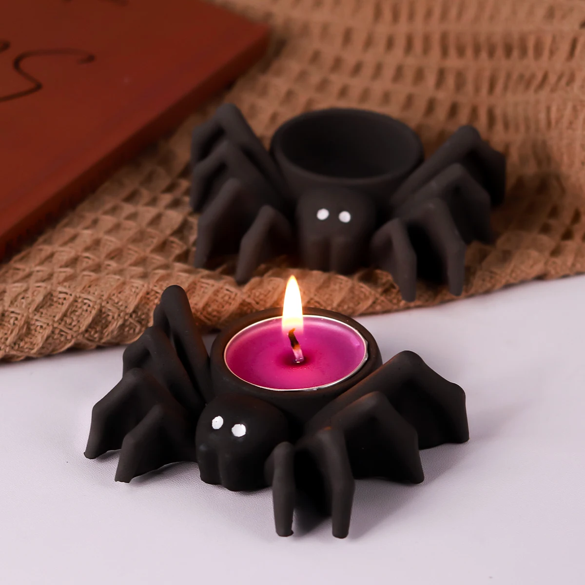 DIY Spider Candlestick Silicone Mold Halloween Epoxy Resin Candle Holder Molds Animals Series Spider Candle Mould Home Decor