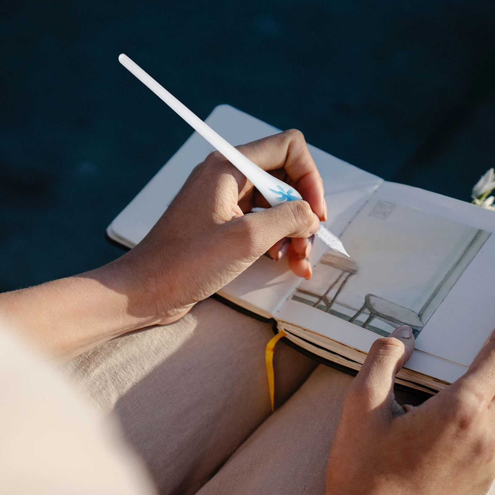 

Handmade Glass Dip Pen Vintage Clear Crystal Signature Pen Calligraphy Practice Drawing Writing Portable Elegant Gift