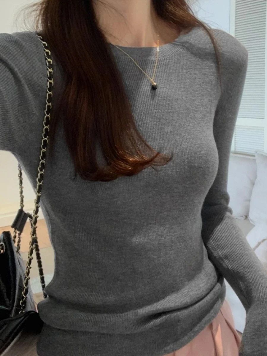 

2024 Fashion Autumn Winter Knitting Sweater O-Neck Long Sleeve Knitting Women Knitted Pullover Clothing Top Ladies Female R404