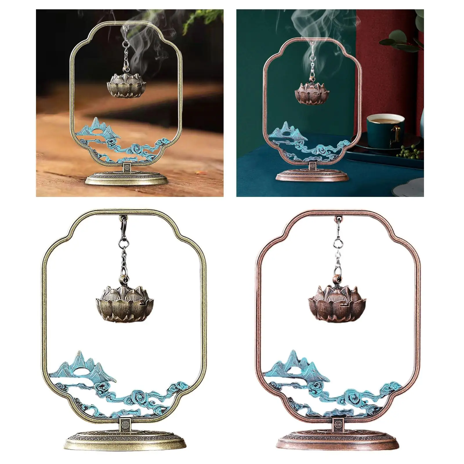 Chinese Lotus Hanging Incense Burner Decorative Metal Craft for Study Room Multifunctional Retro Exquisite Carving Durable