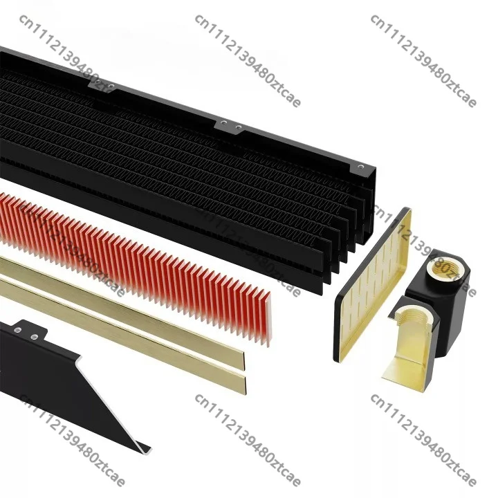 45mm Double‑Layer Copper Radiator 3pcs 80mm Fan Mount Pure‑Copper Fin Water Cooling Row For PC DIY Liquid Cooling Parts 4