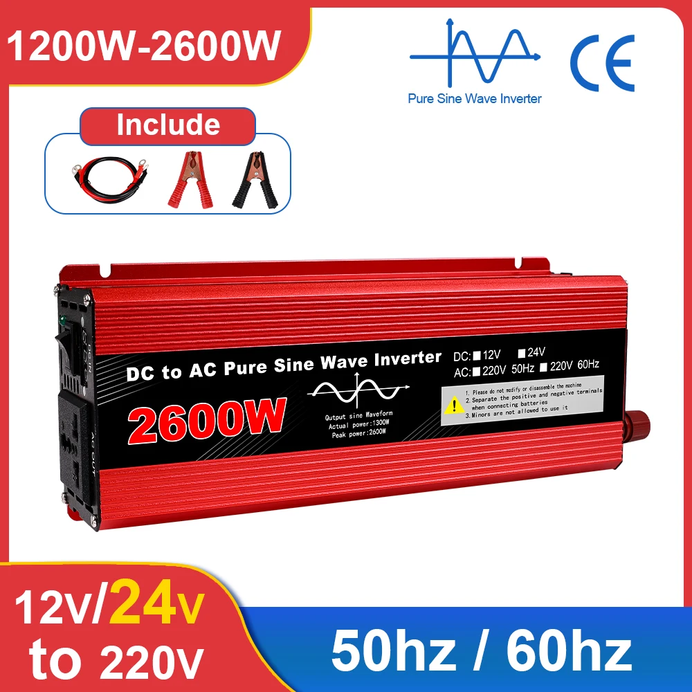 

Pure Sine Wave Inverter Portable Power banks Converter DC 12v To AC 110V 220V Solar Inverter Peak Power 1200W 1600W 2000W 2600W