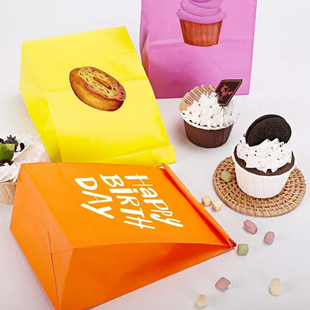 10/20/50pcs Colorful Kraft Paper Bag Food Vegetables Shopping Bag Candy Package Kraft Lunch Bag Grocery Cookie Bread Bucket Bags view 6