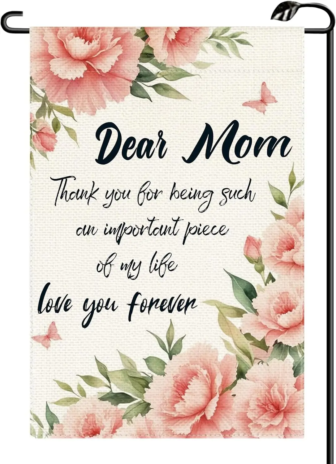 Dear Mom Pink Floral Garden Flag 12x18 Inch Vertical Double Sided Mother’s Day Love Small Flags Birthday Gifts Farmhouse Out WWP