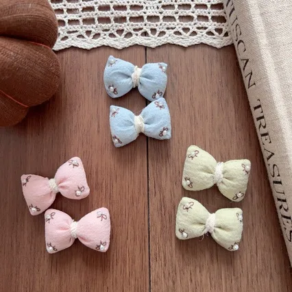 High Quality Colorful Beaded Fabric Bow Hair Clip Lightweight Cute for Shoes Socks Bag Apparel Decoration Accessory