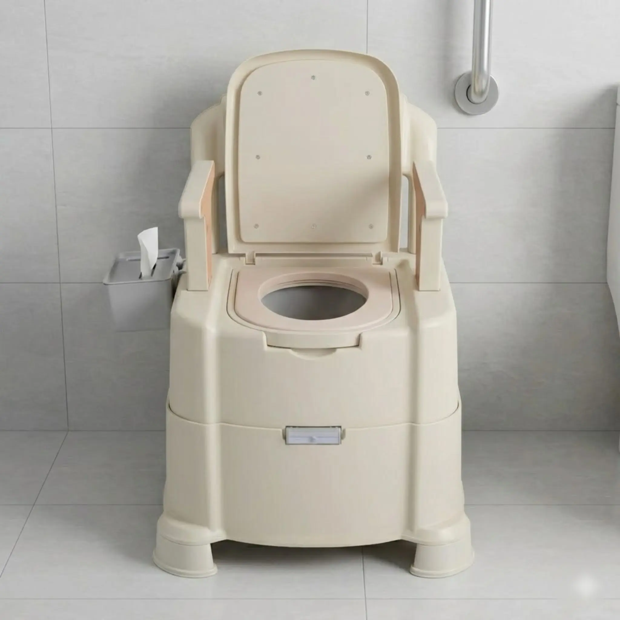 

Bedside Commode for Elderly & Disabled Portable Toilet Chair with Sensor Night Light and 440lbs Capacity